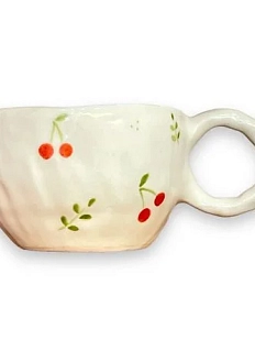 Кружка ручной работы «Вишенки», керамика, 300 мл