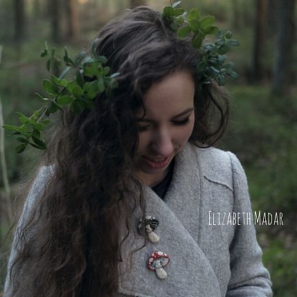 Брошь ручной работы Мухомор, красная, керамика, фото 3.