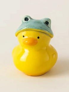 Керамическая фигурка Уточка в  зелёной шляпке, 4 см