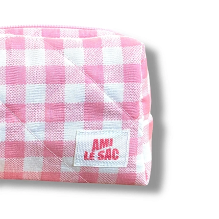 Косметичка ручной работы АМИ (Ami lé sac) «Bebesss», розовая клетка, фото 2.