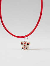 Чокер ручной работы «Бабочка» на красном замшевом шнурке, керамика