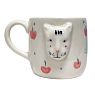 Кружка ручной работы с фигуркой Кот с яблочками, полуфарфор, 250 мл, превью фото 1
