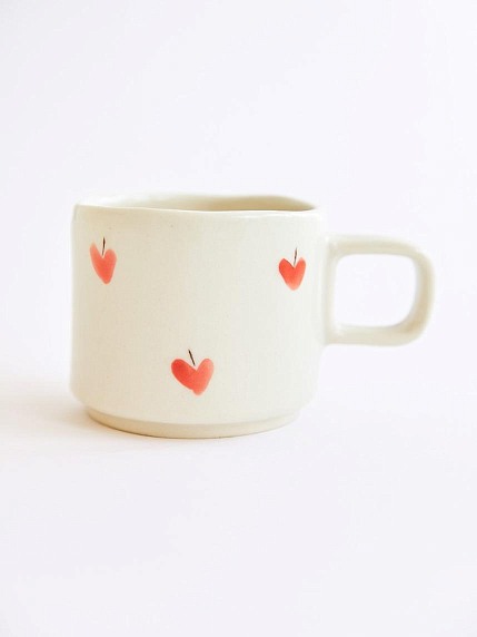 Кружка ручной работы с фигуркой Лошадка с розовыми яблочками, полуфарфор, 250 мл, фото 2.