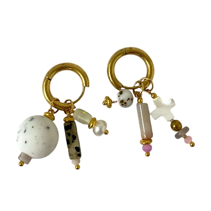 Серьги с агатом и перламутром, фото 1.