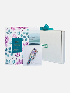 Подарочный набор на 14 февраля с блокнотом «101 заветное желание» №5 и брошью ручной работы «Сойка»