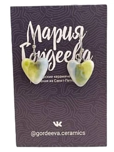 Серьги Мария Гордеева Сердечки, керамика, жёлто-голубые