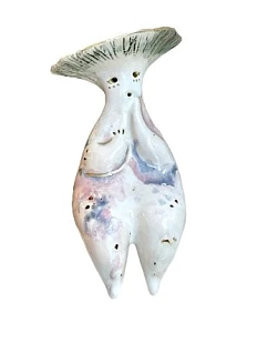 Статуэтка ручной работы «Грибочек», керамика, белый с разводами