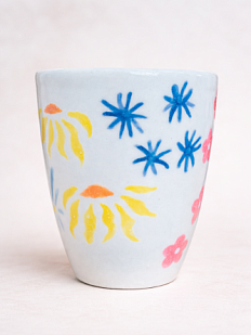 Стакан ручной работы с дизайном «Цветы», полуфарфор, 350 мл