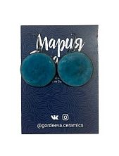 Серьги круглые, керамика, бирюзовые
