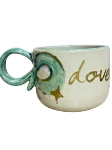 Кружка ручной работы c надписью «Lovely», зелёная, керамика, 250 мл