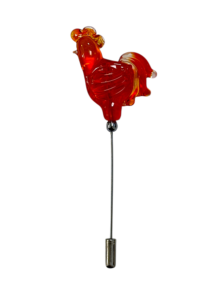 Брошь «Петушок», родированная латунь, стекло, фото 1.