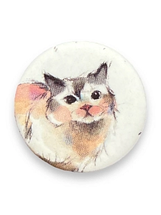 Закатной значок «Кошка», металл, 25 мм