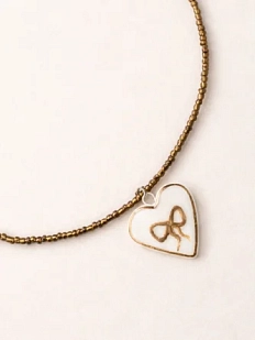 Чокер ручной работы Ловетанн керамика с сердечком «Бант», полуфарфор, бисер