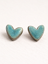 Серёжки-гвоздики Сердечки, керамика, бирюзовые, превью фото 1