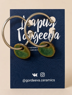 Серьги-кольца Мария Гордеева круглые, керамика, зелёные