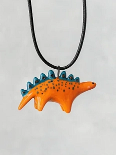 Подвеска ручной работы Боттери керамика с динозавром «‎Стегозавр»‎, оранжевый, керамика