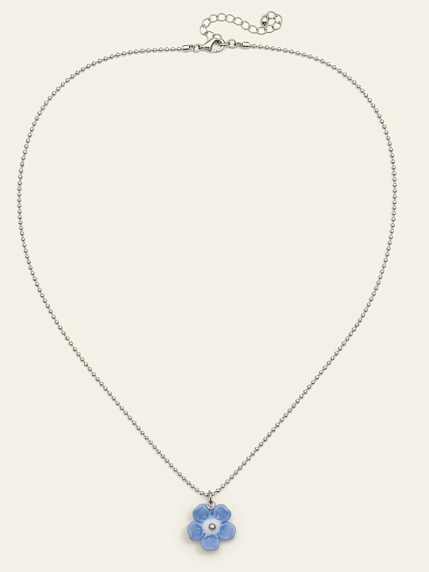 Подвеска Бур.Мур «Незабудка», белая, родированная латунь, муранское стекло, фото 2.