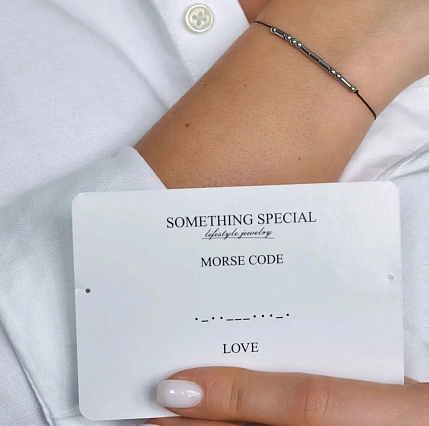 Браслет язык Морзе Something Special «Love» на чёрной нити, фото 8.