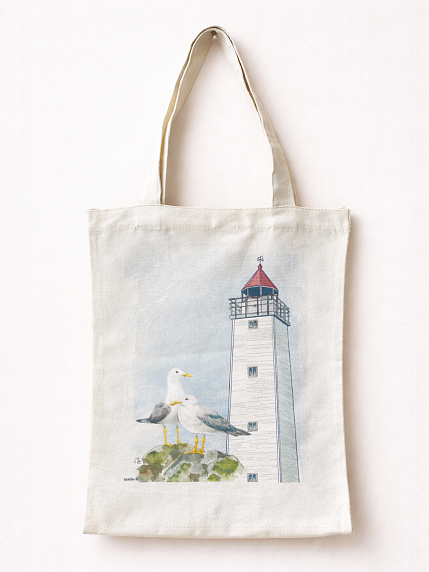 Сумка шоппер Elizabeth Madar «Чайки и маяк», белый, фото 1.