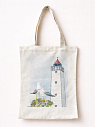 Сумка шоппер Elizabeth Madar «Чайки и маяк», белый, превью фото 1