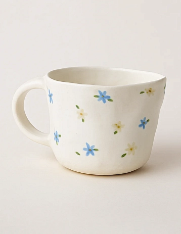 Кружка ручной работы «Жёлто-синие цветы», керамика, 420 мл, фото 2.