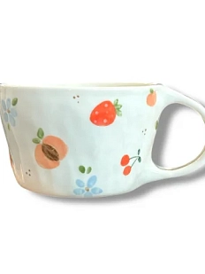 Кружка ручной работы «Клубника, персики и цветы», керамика, 300 мл