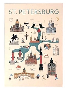 Открытка «Туристическая карта Петербурга. Волкова»