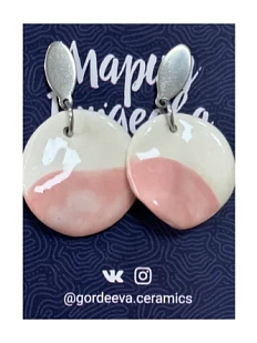 Составные серьги Мария Гордеева, керамика, розово-белые