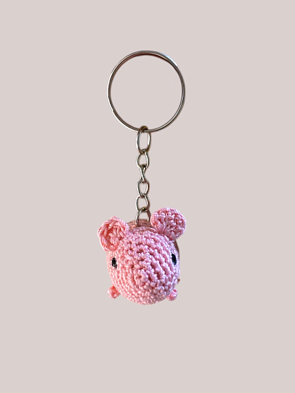 Вязаный брелок, обвес на сумку «Мышка», розовый, 4 см, фото 2.