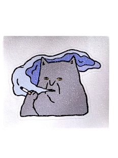 Виниловая наклейка ШКЯ с блёстками «Котик с сижкой»