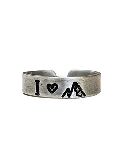 Кольцо металлическое «I love mountains» 17/17,5