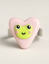 Кольцо Радость Рядом «Лягушка в сердце», незамкнутое, полимерная глина, розовое