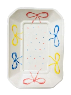 Блюдце ручной работы Домик на дереве «Бантики», керамика, 14 см