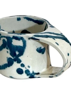 Кружка ручной работы ММ керамика с зелёными брызгами, 150 мл