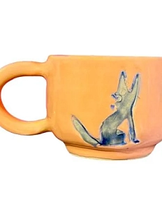 Кружка ручной работы Волк, коралловая, керамика, 250 мл