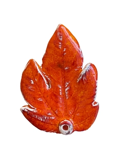 Брошь ручной работы КерамЕлКа Лист, оранжевая, керамика