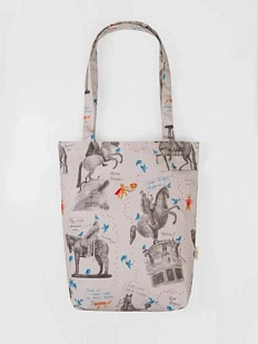 Сумка шоппер Забористый текстиль «Кони Петербурга», хлопок, серый