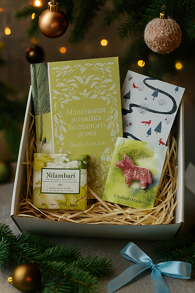 Подарочный набор на Новый год с книгой «Маленькая хозяйка Большого дома», брошью и шоколадом, фото 1.