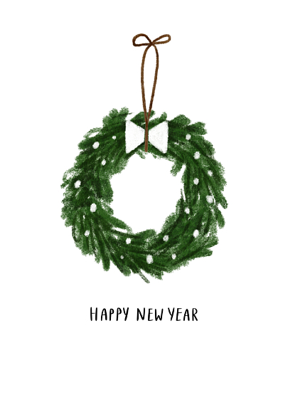 Постер интерьерный с новогодним венком «Happy New Year», А2, фото 1.