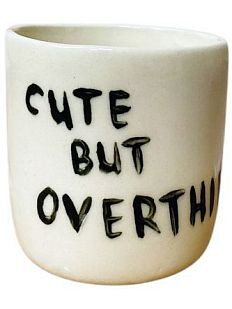 Стакан ручной работы «Cute but overthinker», полуфарфор, 150 мл