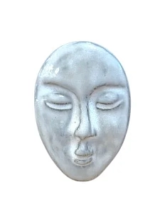 Кольцо ручной работы КерамЕлКа «Лицо», серое, фарфор