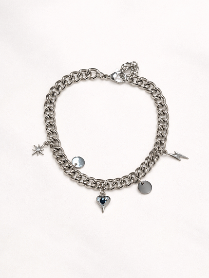 Браслет цепь с подвесами «Сердце, молния» Migette, фото 1.