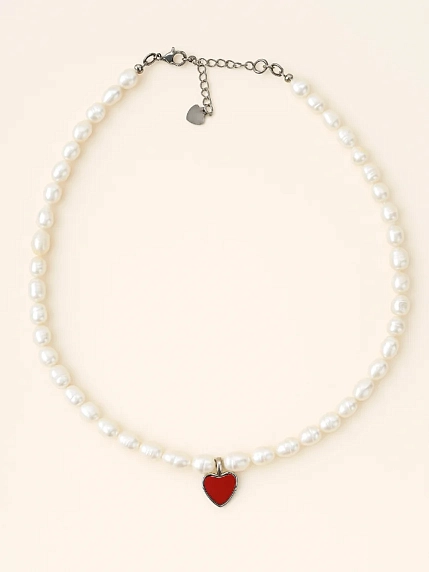 Чокер ручной работы «Emma», речной жемчуг, родированная латунь, фото 2.