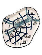 Фигурная тарелка ручной работы «Санкт-Петербург», полуфарфор, 23 см