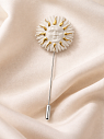 Брошь ручной работы Фарфор Булыгина «Солнце», бело-золотистая, превью фото 3