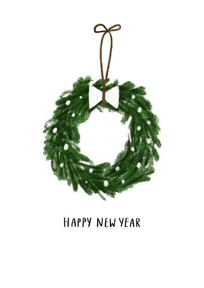Постер интерьерный Оксана Степова с новогодним венком «Happy New Year», А2, фото 2.