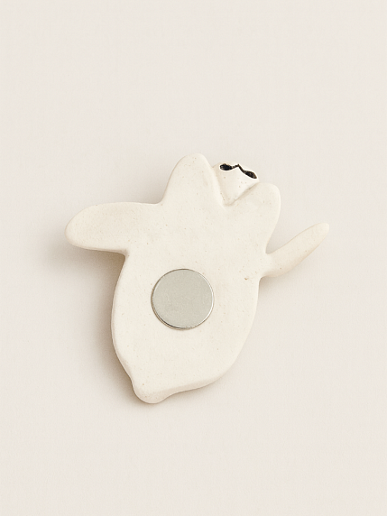 Магнит керамический, ручной работы «Кролик», белый, фото 2.