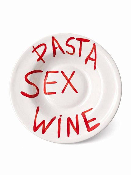 Тарелка шляпа ручной работы «Pasta Sex Wine», керамика, 26 см, фото 1.
