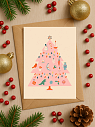 Открытка ретро на Новый год «Розовая ёлка», превью фото 2
