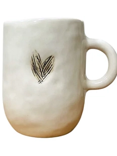 Кружка ручной работы Катя Вебер «Mine» с сердечком, белая, полуфарфор, 300 мл, высокая
